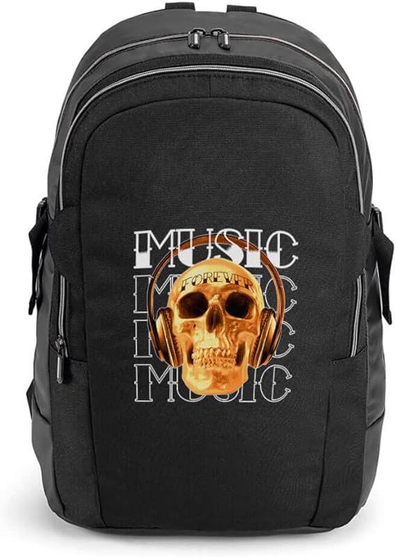 Mochila Notebook 17 Polegada Caveira Skull Music Forever