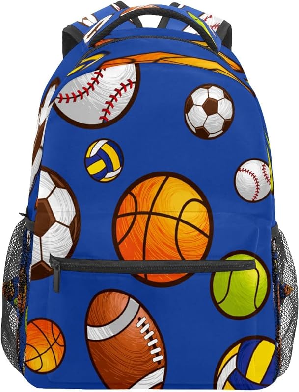 Mochila escolar para meninos e meninas esporte futebol beisebol basquete estudante bolsa de ombro livro menino menina leve durável médio ensino médio universitário bolsa de viagem caminhada acampamento mochila, Multicolorido, One Size, Clássico