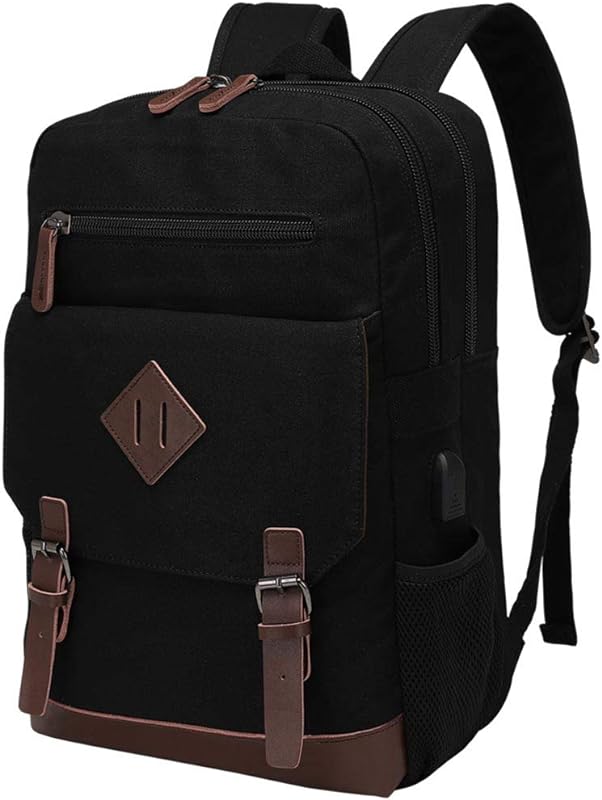 Mochila de lona para homens e mulheres, mochila vintage cabe na maioria dos laptops de 15,6 polegadas