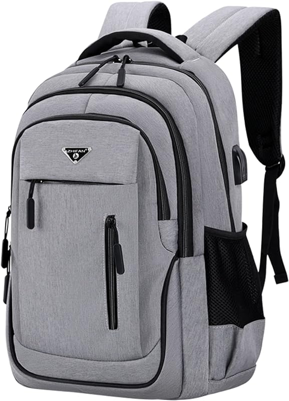 Mochila para Laptop Mochila Escolar Resistente à água para Viagem com Porta de Carregamento USB Porta para Fone de Ouvido Acolchoada nas Costas e no Ombro Vários Bolsos