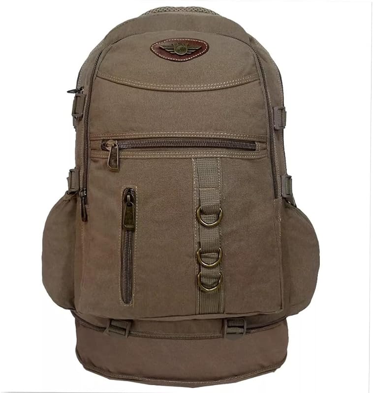 mochila de lona camping resistente viagem grnade masculina sport 50 litros (Caramelo)