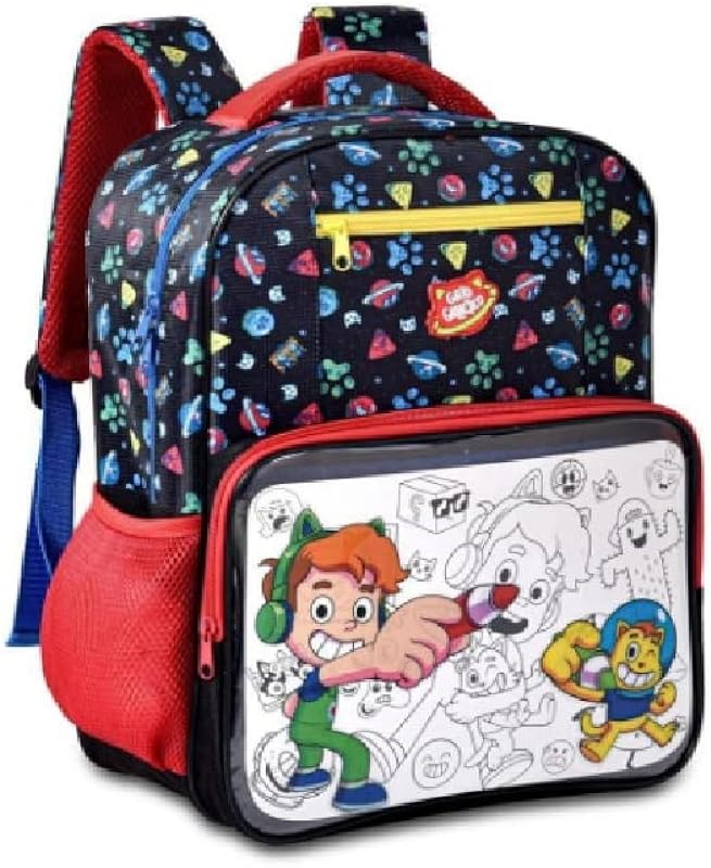 Mochila de Costas, Clio, Gato Galáctico, Preta, Grande
