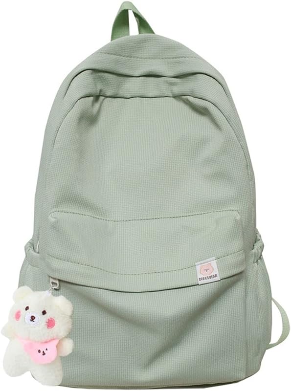 Mochila estética Kawaii fofa, material escolar, bolsa para laptop para adolescentes, meninas, mulheres, estudantes, cor lisa
