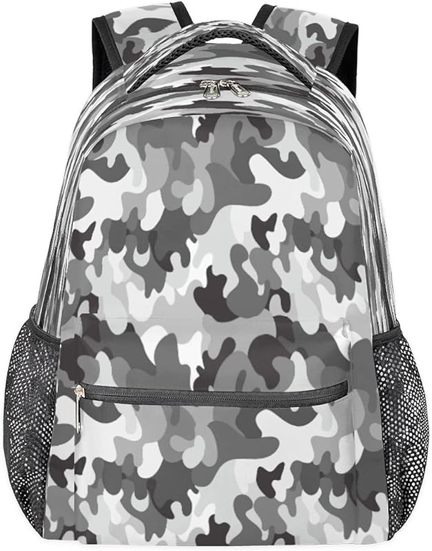 Mochilas femininas com estampa militar de camuflagem para laptop para negócios, mochila escolar para estudantes com alça de ombro ajustável, mochila casual para viagem e acampamento para mulheres e homens, Multicor, Large, Mochilas Daypack