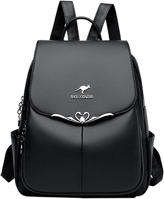 Mochila Feminina Vintage Minimalista Estilosa – Tecido PU com Cobertura de Aba