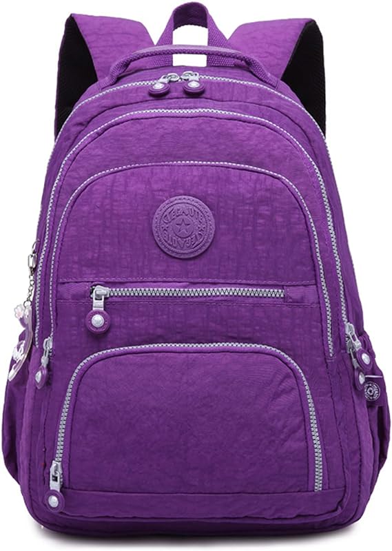 Mochila Nylon Impermeável Feminina Escolar Fashion Resistente cor lisa Mochila Simples Casual de Grande Capacidade para Meninos Meninas Crianças Estudante