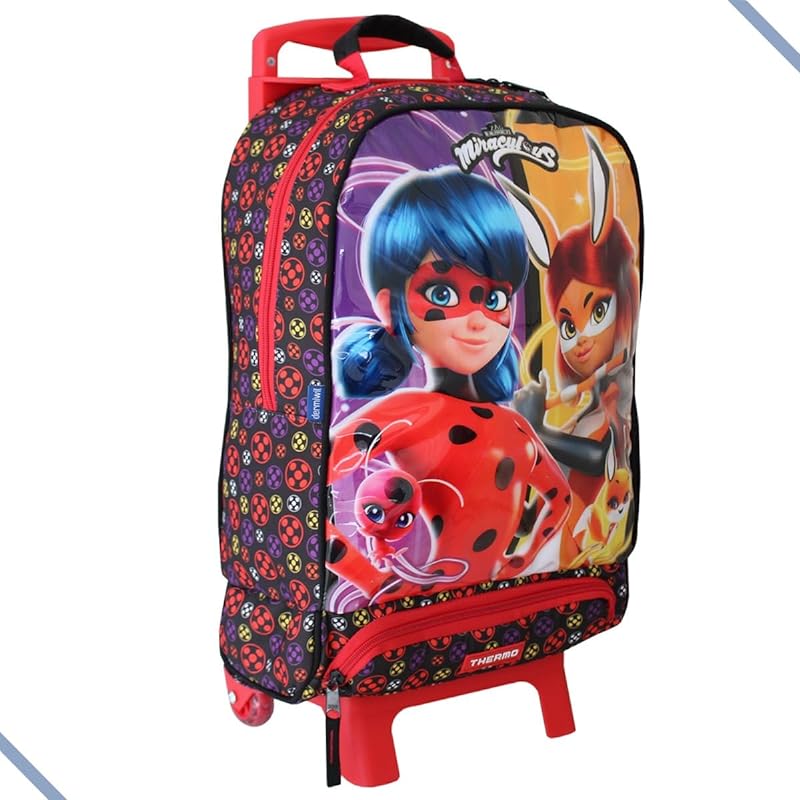 Mochila De Rodas Com Marmita Escolar Ladybug Miraculous