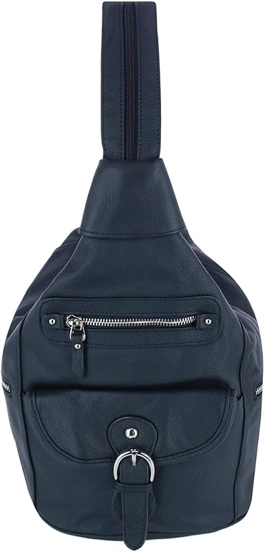 Mochila feminina de couro com alça, Preto, One Size