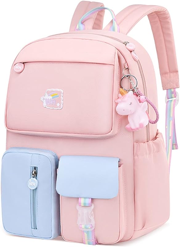 Barakara Mochila para crianças, Mochila escolar leve e bonita com Pingente Unicórnio, Mochila grande à prova d’água para meninos de escola
