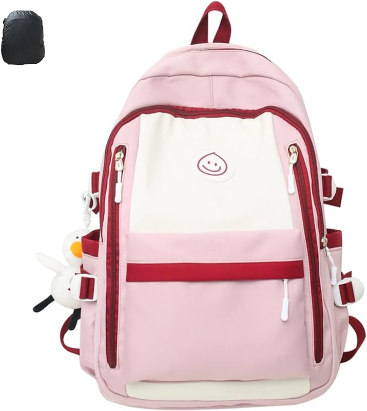 Mochila de grande capacidade, mochila de estudante simples e moderna, mochila de notebook à prova d’água, capa de chuva