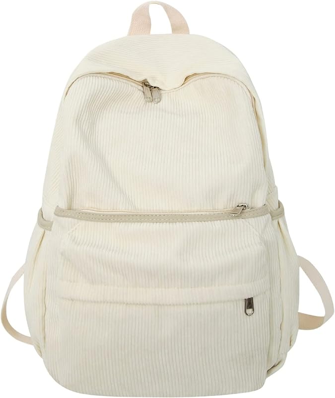 Mochila de veludo cotelê Preppy Mochila estética para laptop de 15,6 polegadas, mochila de faculdade, mochila de viagem