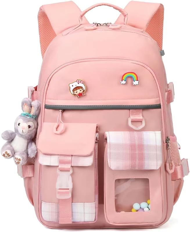 Mochila feminina, mochila escolar para estudantes, mochila para laptop de 15,6 polegadas (sem enfeites) JWPJ-9517