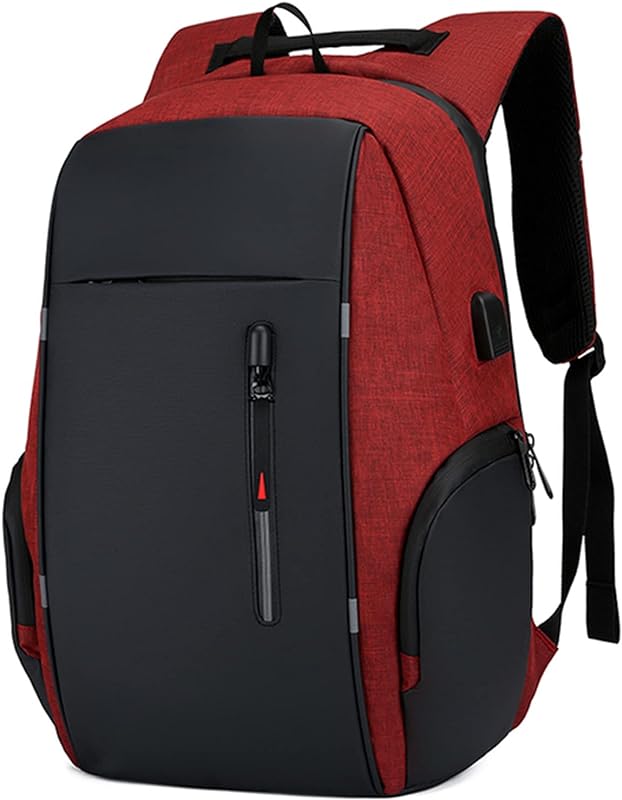XIAOBING Mochila masculina para laptop com listras refletivas, mochila de viagem à prova d’água, mochila escolar de negócios com porta de carregamento USB