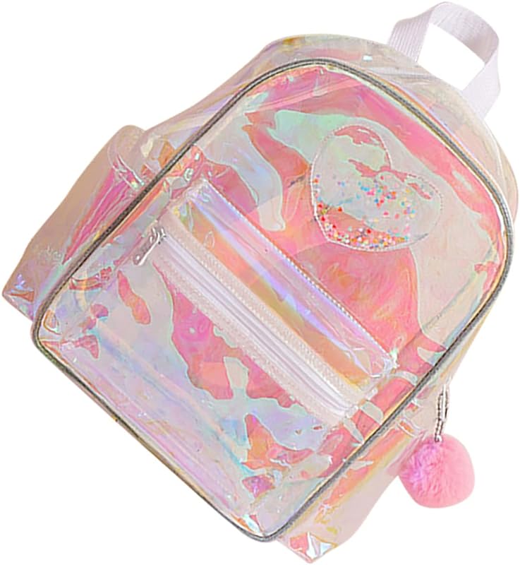 FRCOLOR Mochila Mochila Transparente Mochila Infantil Mochila Para Meninas Adolescentes Mochila Clara Pvc Amor Infantil Mochila De Verão Branca Mochila Branca Bolsa De Livro Transparente