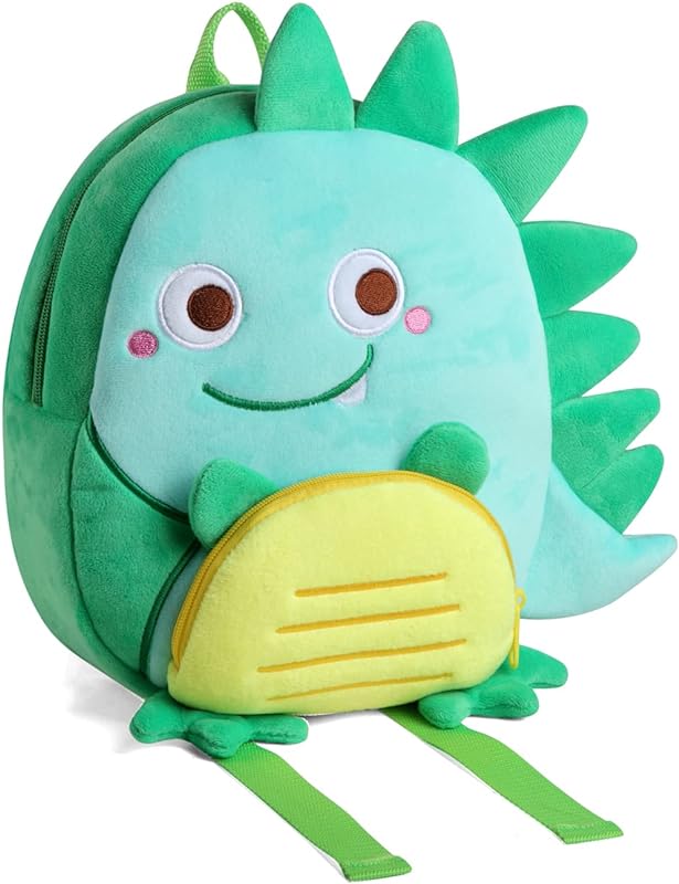 Mochila Infantil, VASCHY Mochila para Meninos e Meninas Fofos Animais de Pelúcia Pequena Mochila para Creche para Crianças, Dinossauro sorridente