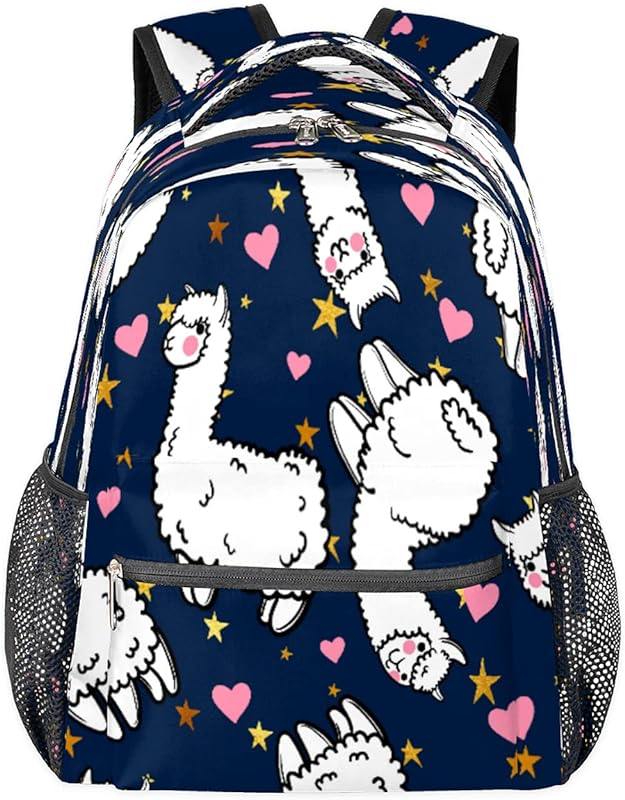 Mochilas para adolescentes meninas meninos linda alpaca estrela mochila de viagem para mulheres homens bolsas de livros mochilas universitárias para escola, trabalho laptop mochilas resistentes à água mochila para caminhadas, Multicor, Medium