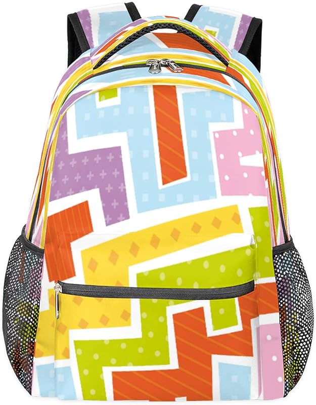 Mochilas para adolescentes, meninas, meninos, mochila geométrica de viagem colorida para mulheres e homens, mochilas para faculdade, mochilas para laptop para trabalho, mochila resistente à água para caminhadas, Multicor, Medium