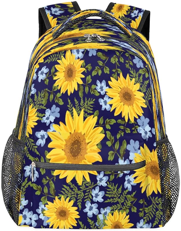 Mochilas de viagem para laptop para mulheres homens flor girassol durável leve mochilas escolares para adolescentes meninas/meninos, mochila casual para viajar, acampar, caminhar, Multicor, Medium, Mochilas Daypack