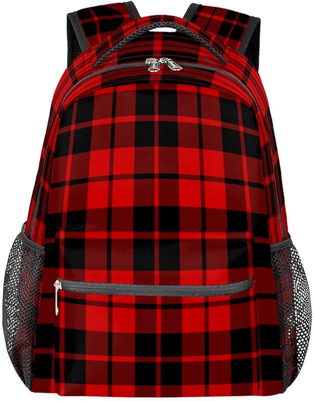 Daypack Mochila feminina Scotland Buffalo Check para negócios, mochila escolar para estudantes com alça de ombro ajustável, mochila casual para viagem, acampamento, mochila para mulheres e homens, Multicor, Large, Mochilas Daypack