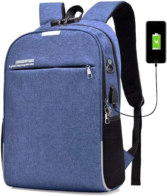 Mochila Notebook Executiva Azul Estilosa Resistente Senha Antifurto Cadeado