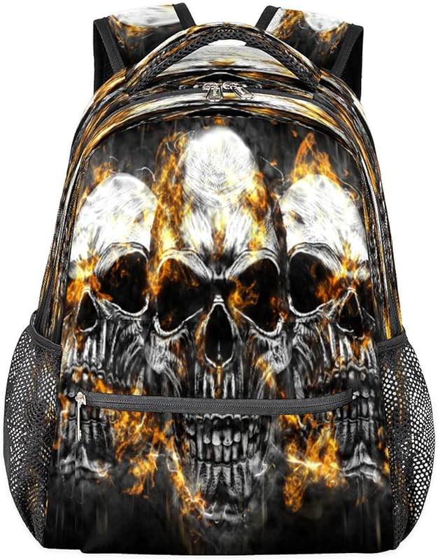 Mochilas de viagem para laptop para mulheres homens esqueleto osso chama moda mochilas escolares mochilas para livros, mochilas casuais para meninos e meninas, trabalho, caminhadas, acampamento, Multicor, Medium, Mochilas Daypack