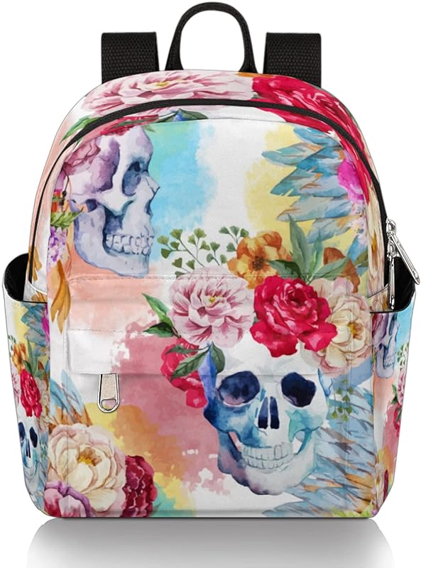 Mini mochila feminina bolsa de caveira de açúcar fofa pequena mochila de viagem casual bolsa de ombro para meninas adolescentes rosa colorida mochilas escolares leve mochila feminina mochila diurna, Multi
