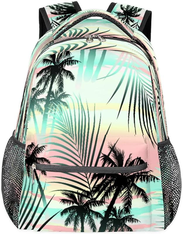 Mochilas de coqueiro para mulheres e homens, mochila escolar de verão para meninos e meninas adolescentes, mochilas para laptop para faculdade, mochila de viagem à prova d’água mochila para livros para caminhadas, Multicor, Medium