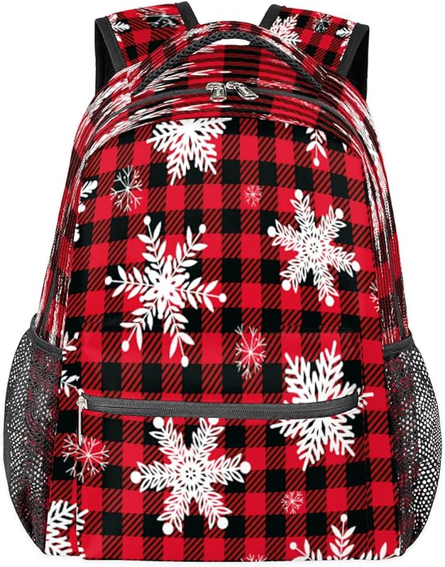 Daypack Mochila xadrez feminina Snow Buffalo Check para laptop para negócios, mochila escolar para estudantes com alça de ombro ajustável, mochila casual para viagem, acampamento, mochila para mulheres e homens, Multicor, Large, Mochilas Daypack
