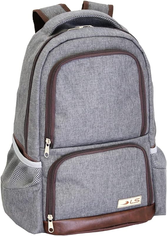Mochila LS Bolsas para Notebook 15.6 Cinza Mescla e Marrom 5 divisões com Encaixe em Malas – MN4212