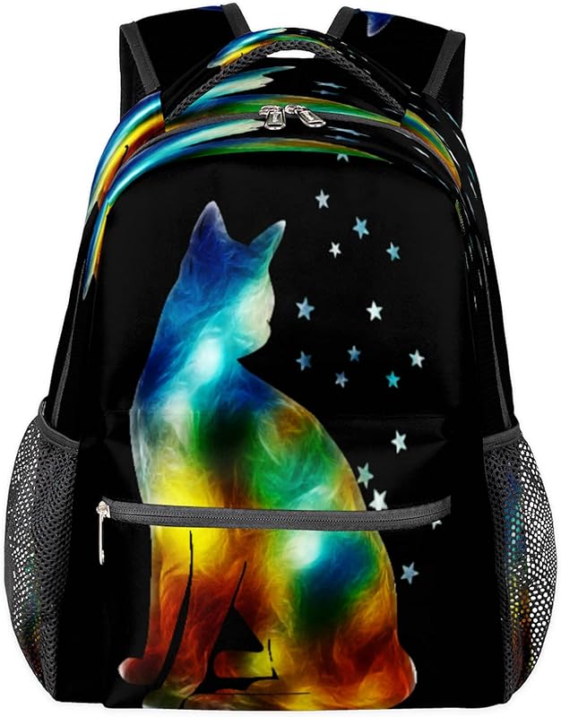 Mochilas Star Cat para mulheres e homens, mochila escolar de animais arco-íris para meninos e meninas adolescentes, mochilas para laptop para faculdade de trabalho, mochila de viagem à prova d’água mochila para livros para caminhadas, Multi