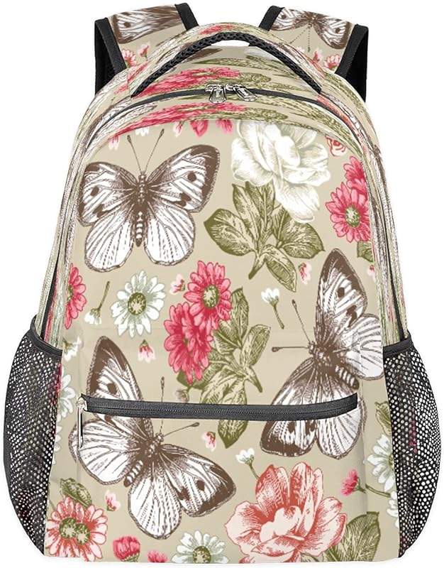 Mochilas de viagem para laptop para mulheres e homens, retrô, borboleta, margarida, durável, leve, mochilas escolares para adolescentes/meninos, mochila casual para viajar, acampar, caminhar, Multicor, Medium, Mochilas Daypack Mochilas de viagem para laptop para mulheres e homens, retrô, borboleta, margarida, durável, leve, mochilas escolares para adolescentes/meninos, mochila casual para viajar, acampar, caminhar, Multicor, Medium, Mochilas Daypack