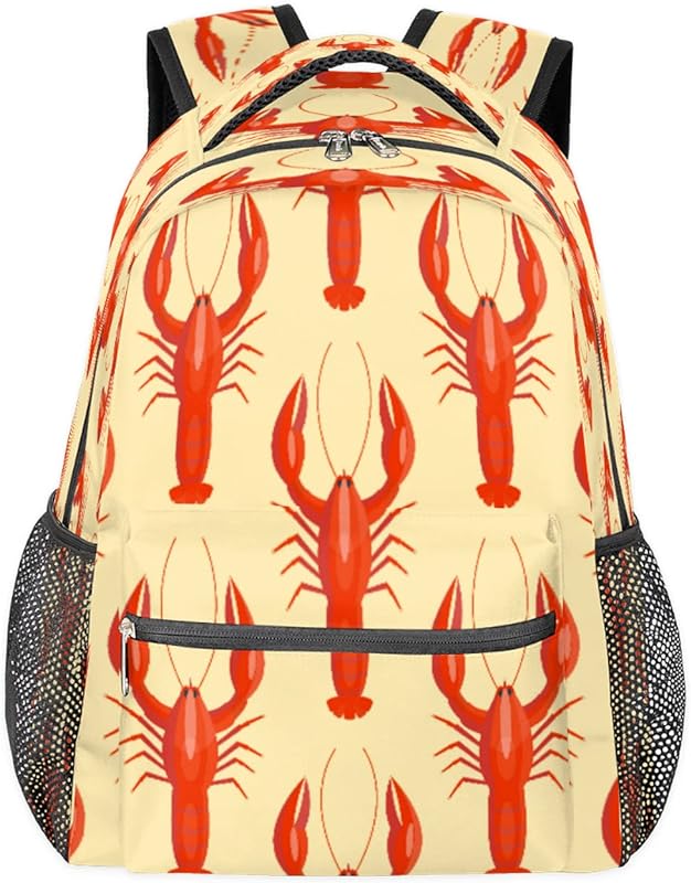 Mochilas de lagosta para mulheres e homens, mochila escolar animal do oceano para meninos e meninas adolescentes, mochilas para laptop para faculdade, mochila de viagem à prova d’água mochila para caminhada, Multicor, Medium
