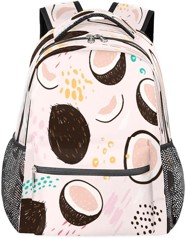 Mochilas de coco para mulheres e homens, mochila escolar rosa para meninos e meninas adolescentes, mochilas para laptop para faculdade de trabalho, mochila de viagem à prova d’água mochila para livros para caminhadas, Multi