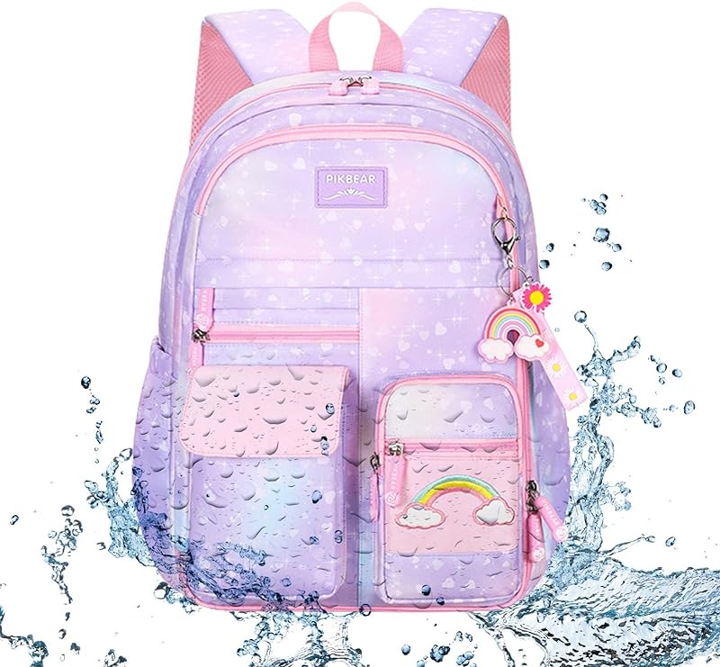 Mochilas para Meninas | Mochilas Escolares Ambientais – Bolsa escolar rosa gradiente, mochila escolar arco-íris com alças ombro alargadas e espessas reduzem a pressão no ombro Sritob