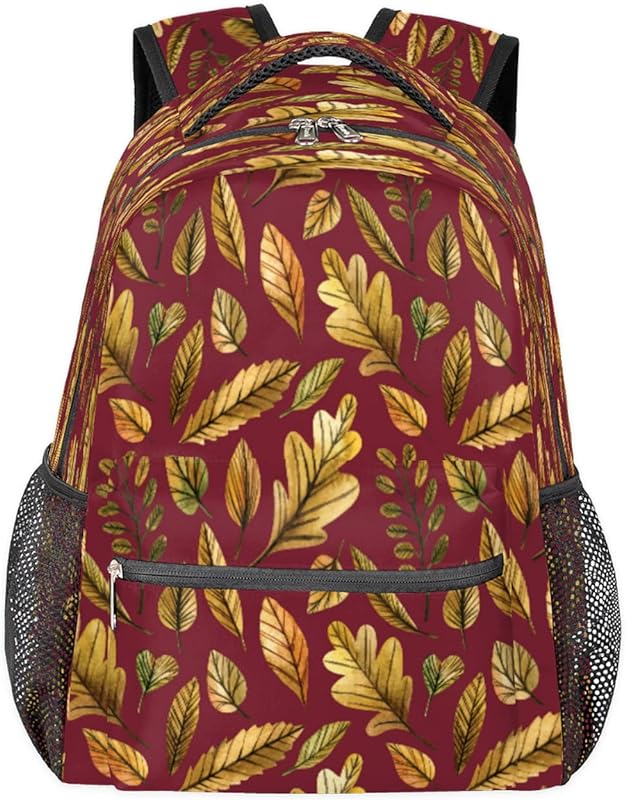Mochilas para adolescentes meninas meninos mochila de viagem de outono para mulheres homens, bolsas de livro de folhas de outono mochilas universitárias para escola, mochilas para laptop de trabalho, mochila resistente à água para caminhadas, Multicor, Medium