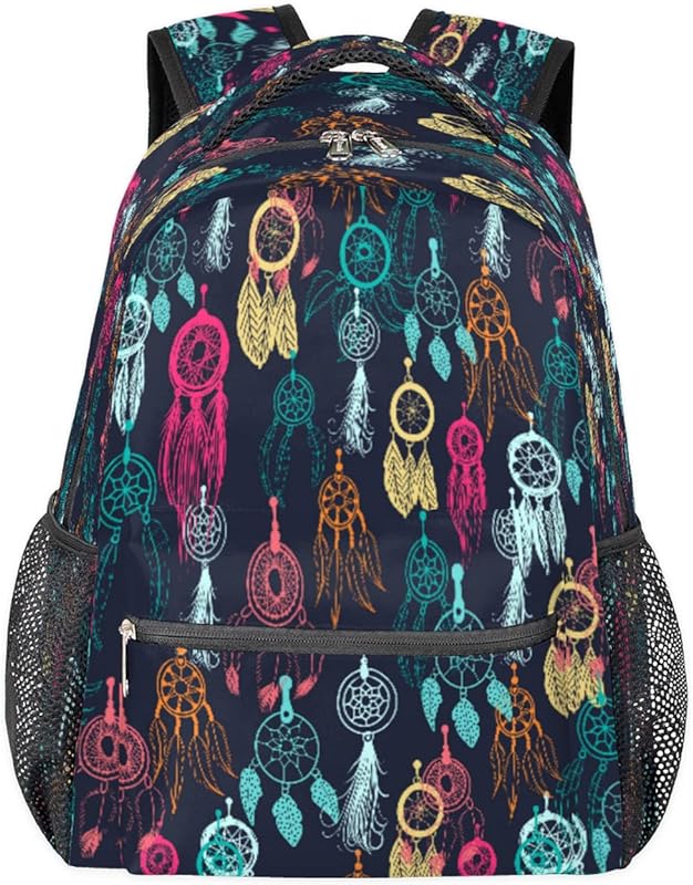 Mochilas coloridas para mulheres e homens, mochila escolar apanhador de sonhos para meninos e meninas adolescentes, mochilas para laptop para faculdade, mochila de viagem à prova d’água mochila para caminhada, Multicor, Medium