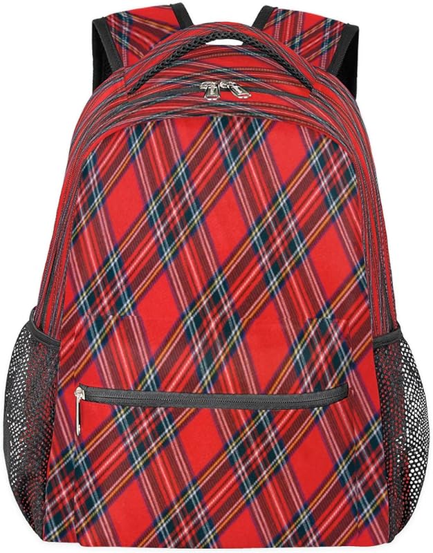 Mochilas xadrez Buffalo para mulheres e homens, mochila escolar listrada para meninos e meninas adolescentes, mochilas para laptop para faculdade, mochila de viagem à prova d’água mochila para caminhada, Multicor, Medium