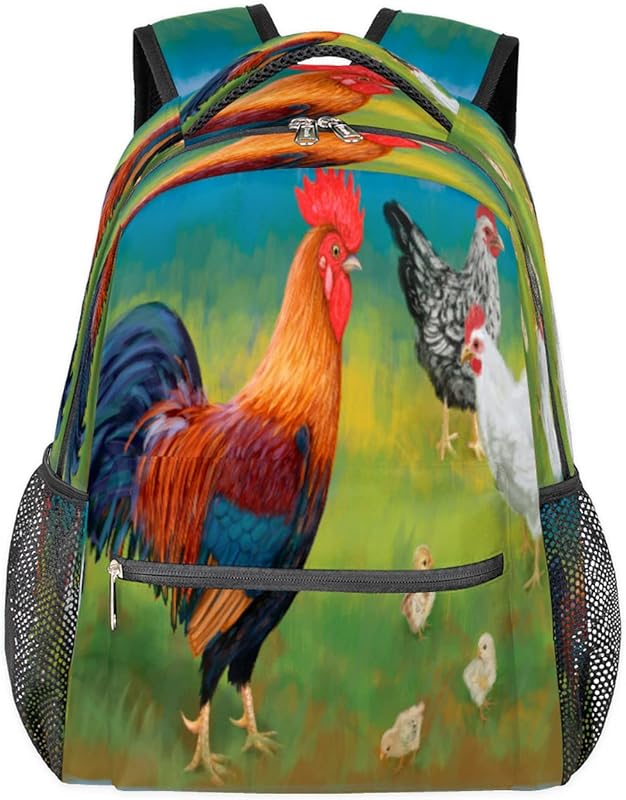 Mochilas de galo de animal para mulheres homens, mochila escolar de galo para meninos e meninas adolescentes, mochilas para laptop para faculdade, mochila de viagem à prova d’água mochila para caminhada, Multicor, Medium Mochilas de galo de animal para mulheres homens, mochila escolar de galo para meninos e meninas adolescentes, mochilas para laptop para faculdade, mochila de viagem à prova d’água mochila para caminhada, Multicor, Medium