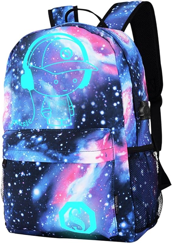 kowaku Mochila de Noite Luminosa Infantil Mochila Escolar Mochila com Porta de Carregamento USB Mochila de Viagem Adolescentes Meninos Meninas Mulheres Homen
