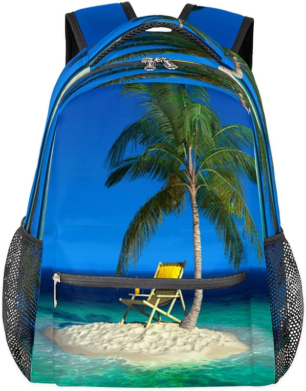 Mochilas de praia de verão para mulheres e homens, mochila escolar de coqueiro para meninos e meninas adolescentes, mochilas para laptop para faculdade, mochila de viagem à prova d’água mochila para caminhada, Multi