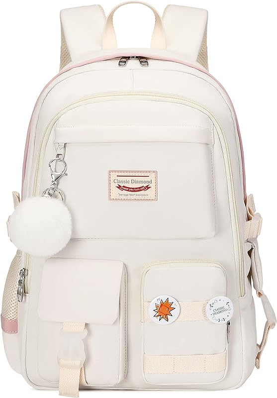 Classic Diamond Mochila escolar para meninas, mochila de livros fofa, bolsa escolar Kawaii, mochila universitária de anime para meninas adolescentes