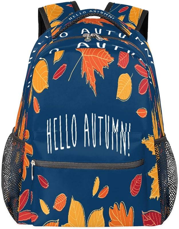 Hello Autumn Mochilas para mulheres e homens, mochila escolar de outono de folha de bordo para meninos e meninas adolescentes, mochilas para laptop para faculdade, mochila de viagem à prova d’água mochila para caminhada, Multi