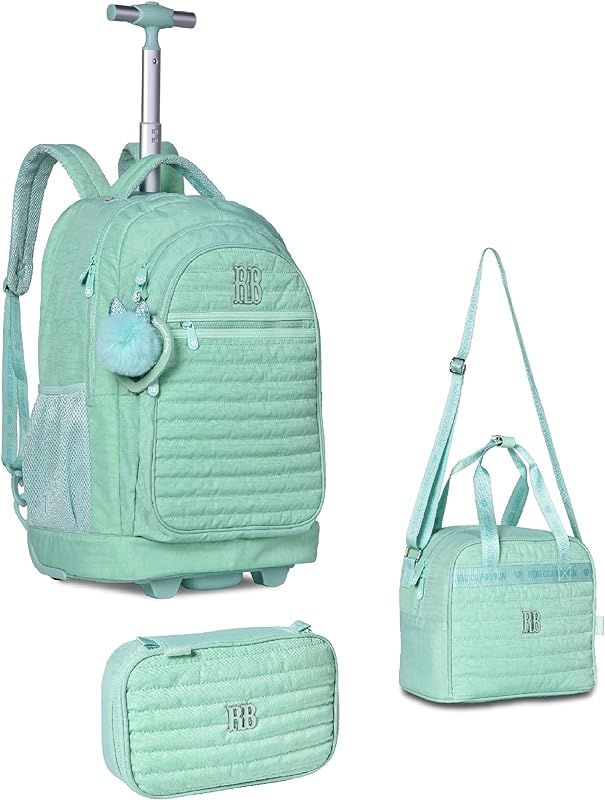 Kit Mochila Rodas, Estojo e Lancheira Rebecca Bonbon Crinkle Verde- Clio Style