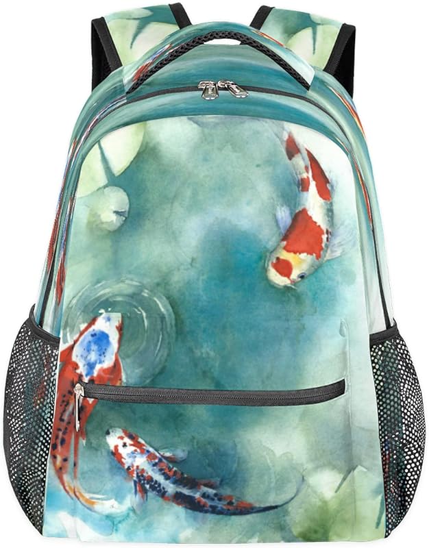 Mochilas de Carpa Animal para Mulheres Homens, Mochila Escolar de Folha de Lótus para Meninos Meninas e Adolescentes, Mochilas para Laptop para Faculdade de Trabalho, Mochila de Viagem Impermeável Mochila para Livros para Caminhadas, Multicor, Medium Mochilas de Carpa Animal para Mulheres Homens, Mochila Escolar de Folha de Lótus para Meninos Meninas e Adolescentes, Mochilas para Laptop para Faculdade de Trabalho, Mochila de Viagem Impermeável Mochila para Livros para Caminhadas, Multicor, Medium