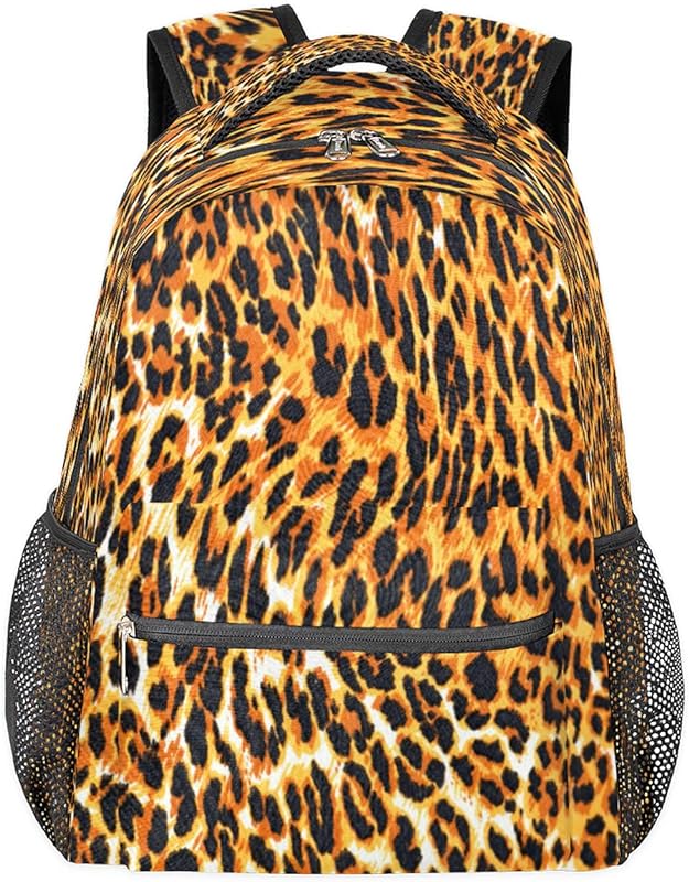 Mochila com estampa de leopardo para mulheres e homens, mochila de viagem para laptop, impermeável, mochila diária com pele animal com vários bolsos, mochila casual para escola, acampamento, caminhada, trabalho, Multicor, Medium, Mochilas Daypack