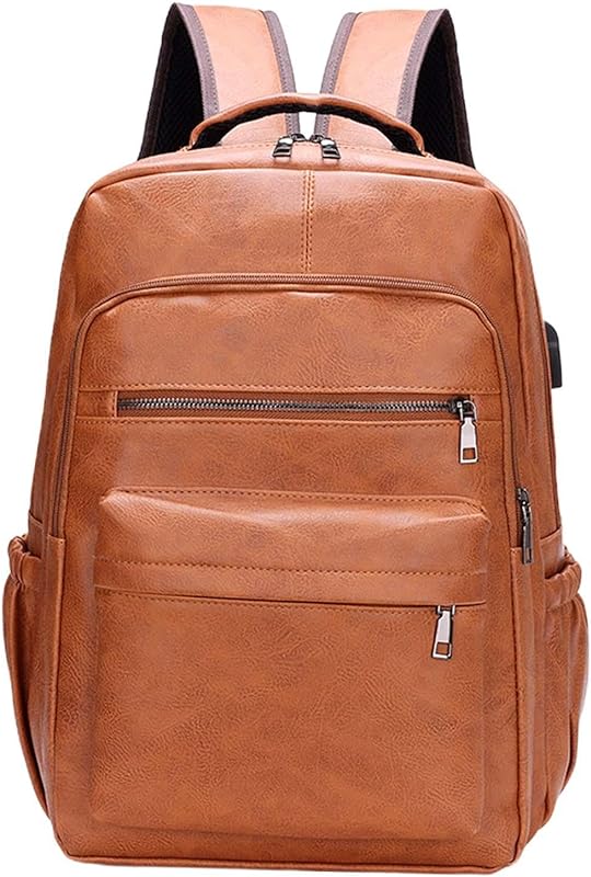 Deevoka Mochila de couro PU para laptop, mochila masculina para computador, mochila leve e portátil, mochila casual para caminhadas, compras no