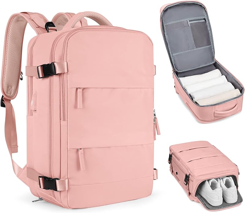 Mochila casual de viagem, rosa