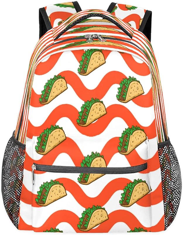 Mochila de taco México para mulheres e homens, mochila de viagem para laptop, impermeável, mochila listrada diária com vários bolsos, mochila casual para escola, acampamento, caminhada, trabalho, Multicor, Medium, Mochilas Daypack Mochila de taco México para mulheres e homens, mochila de viagem para laptop, impermeável, mochila listrada diária com vários bolsos, mochila casual para escola, acampamento, caminhada, trabalho, Multicor, Medium, Mochilas Daypack
