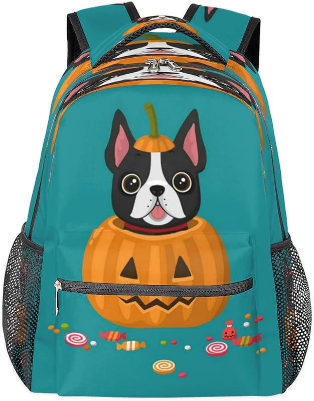 Mochilas buldogue francês para mulheres e homens, mochila escolar de abóbora para meninos e meninas adolescentes, mochilas para laptop para faculdade de trabalho, mochila de viagem à prova d’água mochila para caminhada, Multi