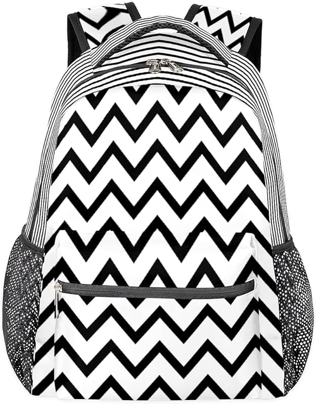 Mochila Chevron para mulheres e homens, mochila de viagem para laptop, impermeável, mochila étnica em ziguezague, mochila diária com vários bolsos, mochila casual para escola, acampamento, caminhada, trabalho, Multicor, Medium, Mochilas Daypack